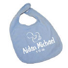 New Baby Boy Pacifier Blue Personalized Blue/White Bib